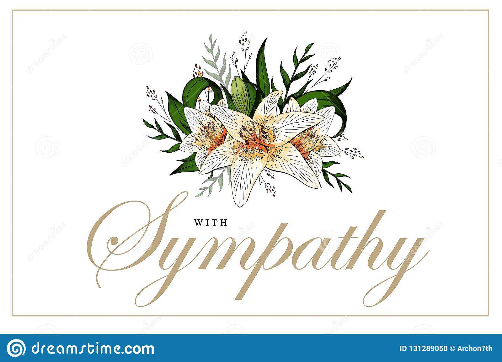Condolences Sympathy Card Floral Lily Bouquet And Lettering With Regard To Sorry For Your Loss Card Template