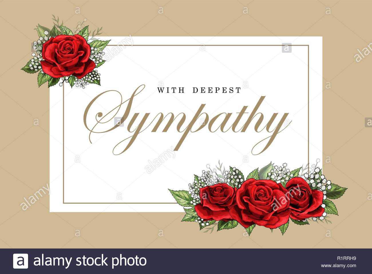 Condolences Sympathy Card Floral Red Roses Bouquet And Inside Sympathy Card Template