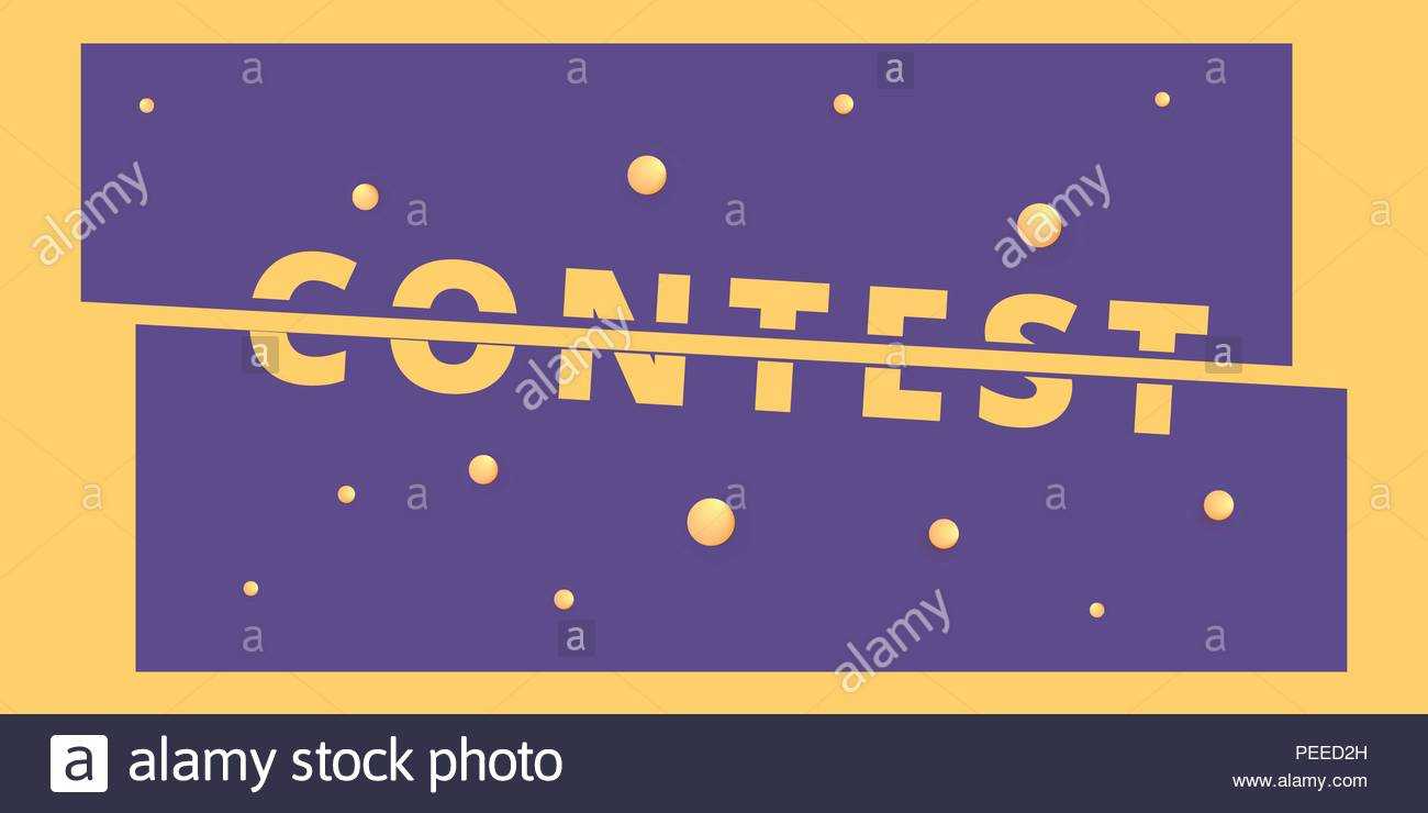 Contest Lettering. Horizontal Contest Banner. Sliced Text Inside Med Card Template