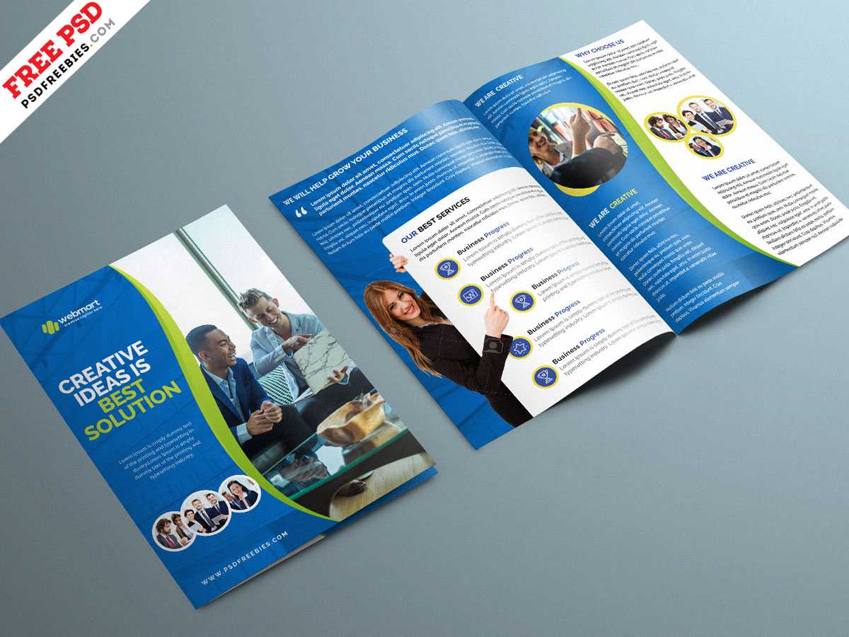 Corporate Bifold Brochure Psd Template | Psdfreebies Inside Two Fold Brochure Template Psd