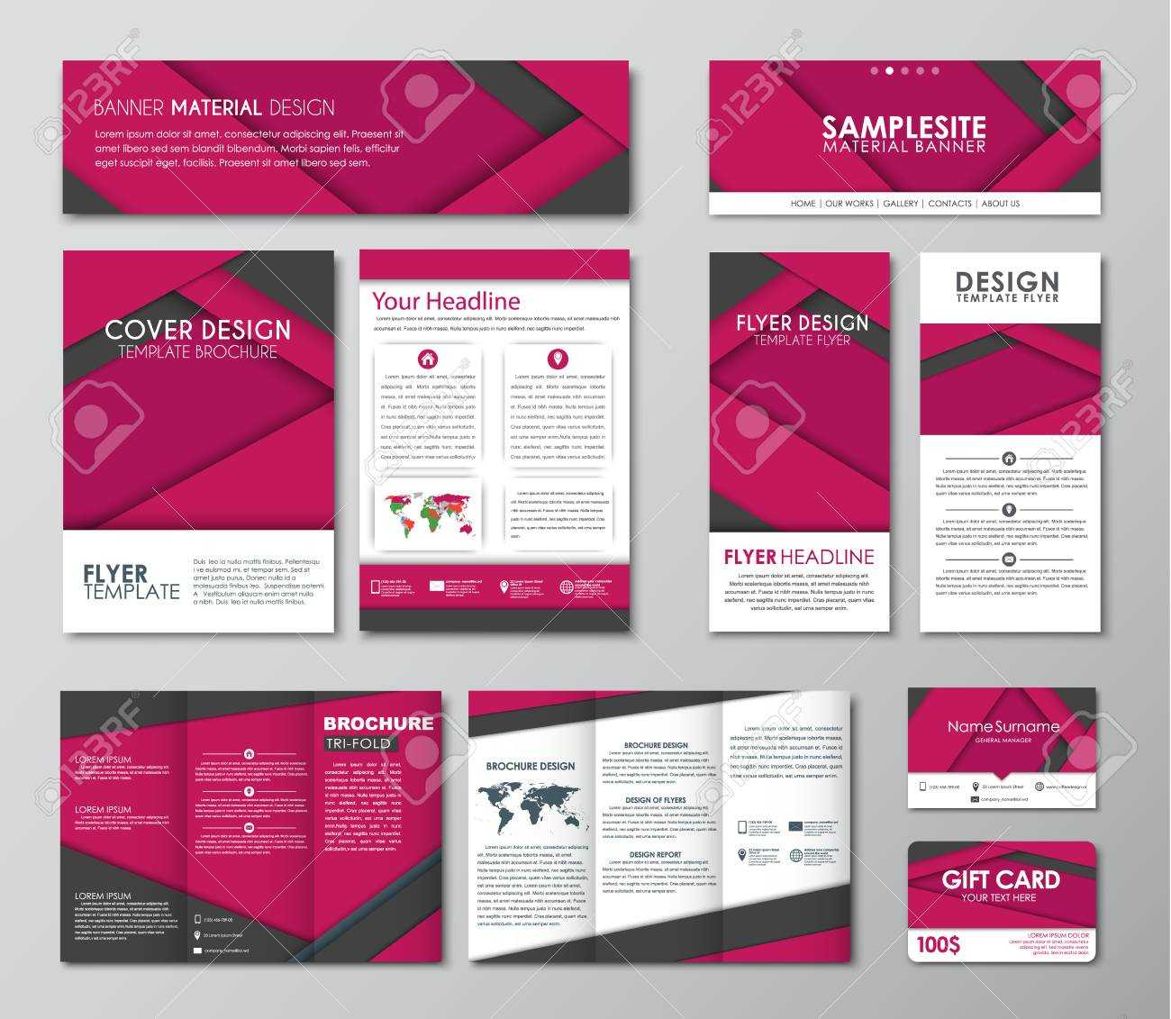 Corporate Identity Design. Set Banner Templates, Brochures, Flyers,.. Intended For Fold Over Business Card Template