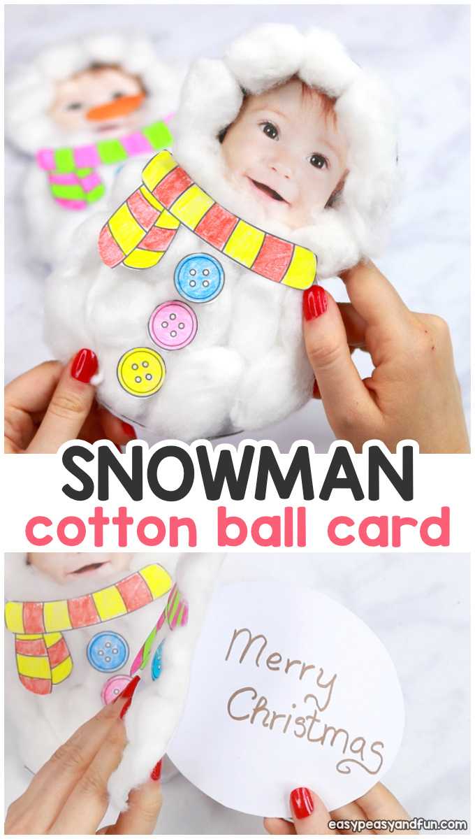 Cotton Ball Snowman Craft – Diy Christmas Card – Easy Peasy In Diy Christmas Card Templates