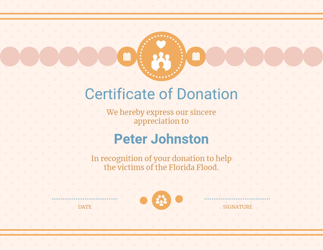 Cream Donation Appreciation Certificate Template Inside Donation Certificate Template