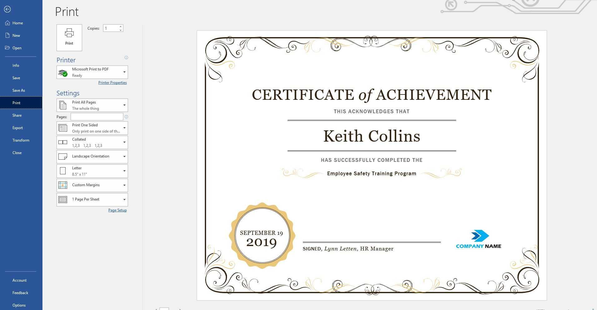 Create A Certificate Of Recognition In Microsoft Word Intended For Word 2013 Certificate Template