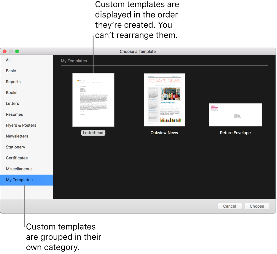 Create A Custom Template In Pages On Mac – Apple Support Pertaining To Index Card Template For Pages