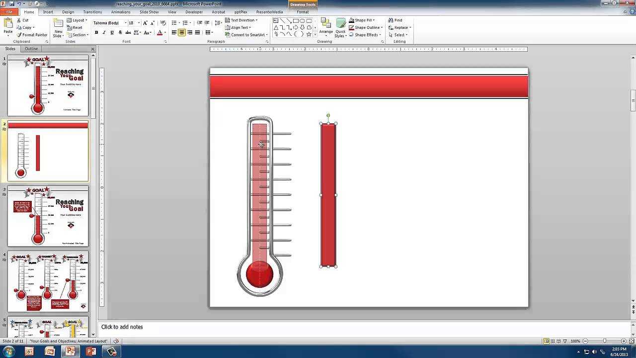 Create A Custom Thermometer In Thermometer Powerpoint Template