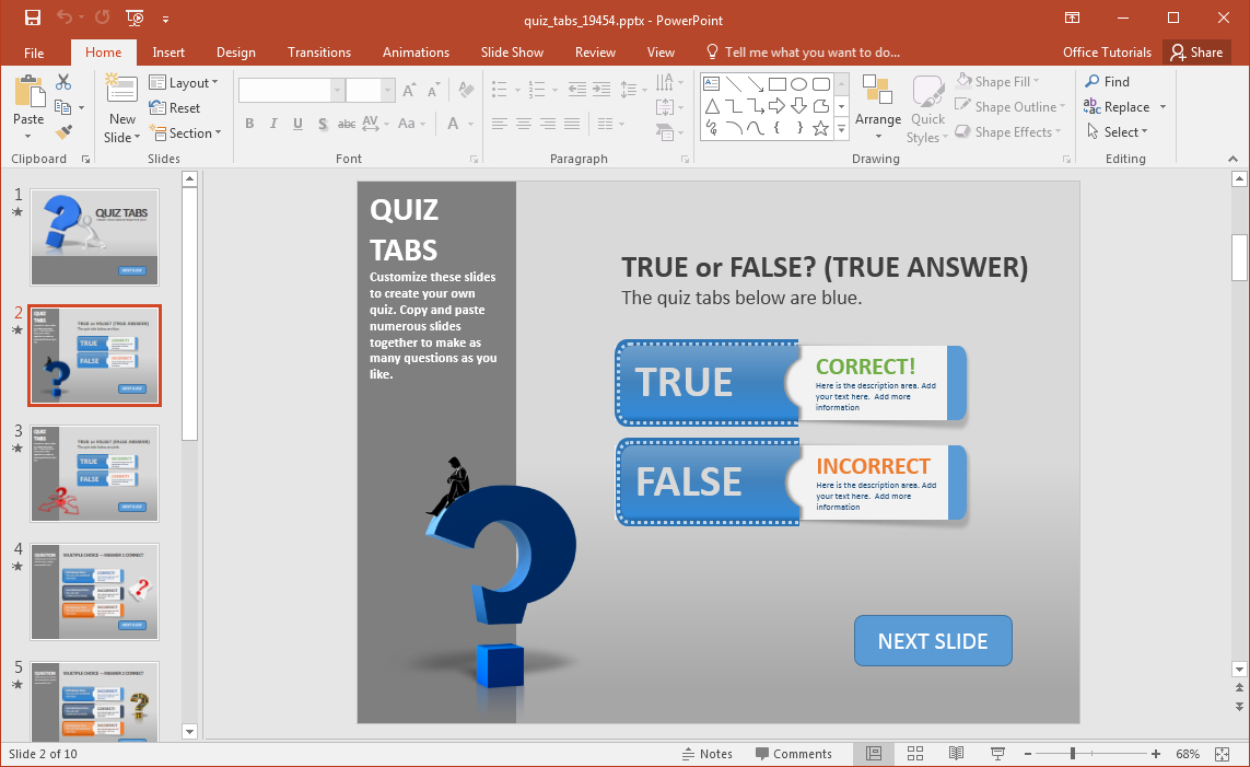 Create A Quiz In Powerpoint With Quiz Tabs Powerpoint Template Regarding What Is Template In Powerpoint