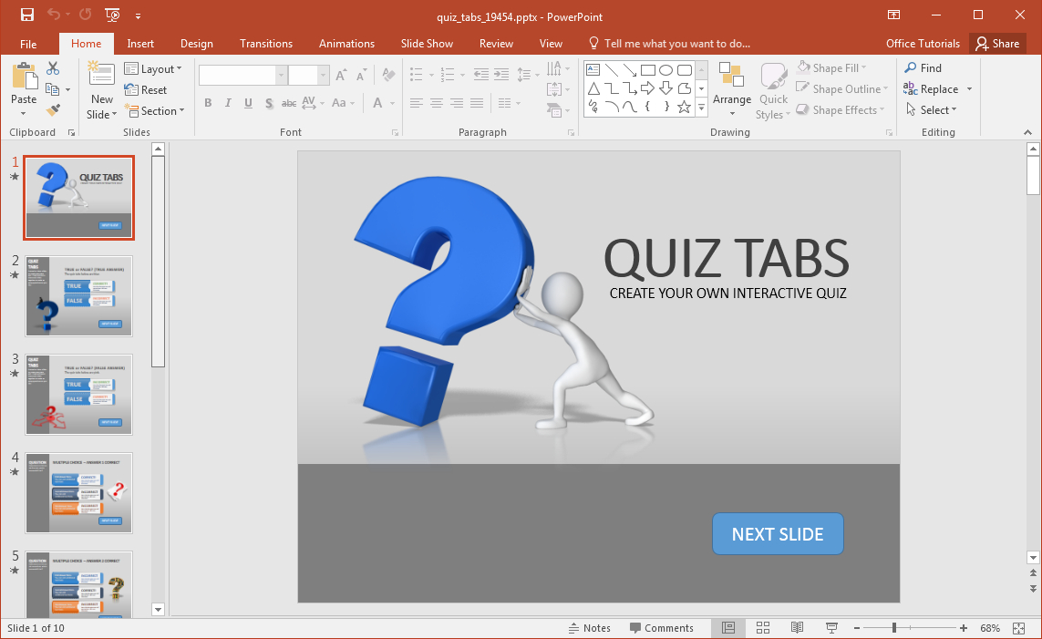 Create A Quiz In Powerpoint With Quiz Tabs Powerpoint Template Within How To Create A Template In Powerpoint