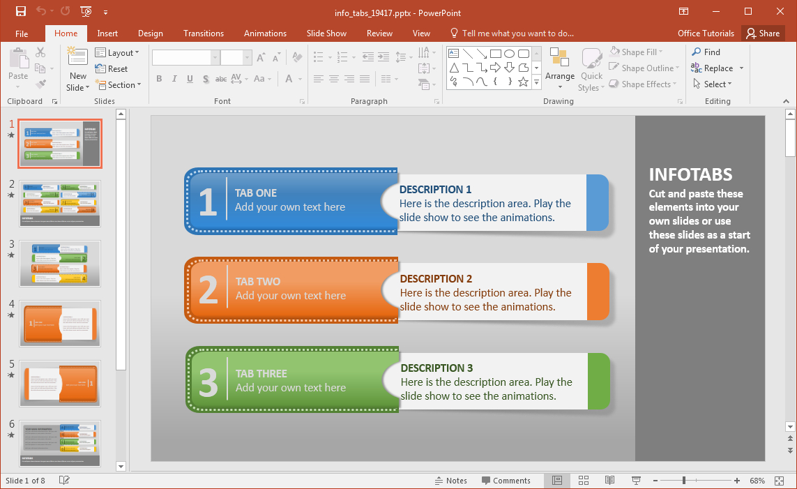 Create Animated Infographics With Info Tabs Powerpoint Template Pertaining To Powerpoint Replace Template