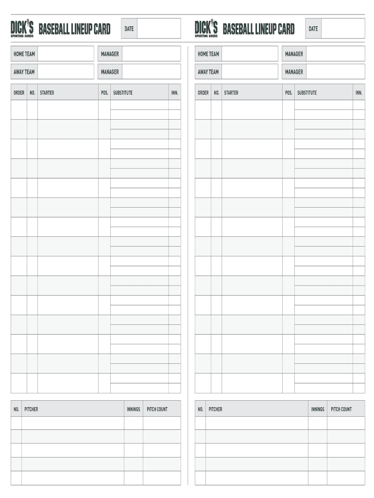 Create Baseball Lineup Cards - Fill Online, Printable For Free Baseball Lineup Card Template