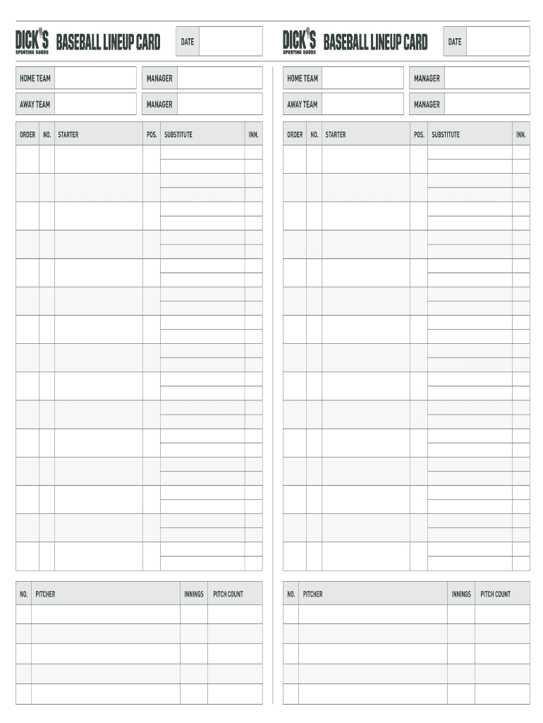 Create Baseball Lineup Cards - Fill Online, Printable Intended For Baseball Lineup Card Template