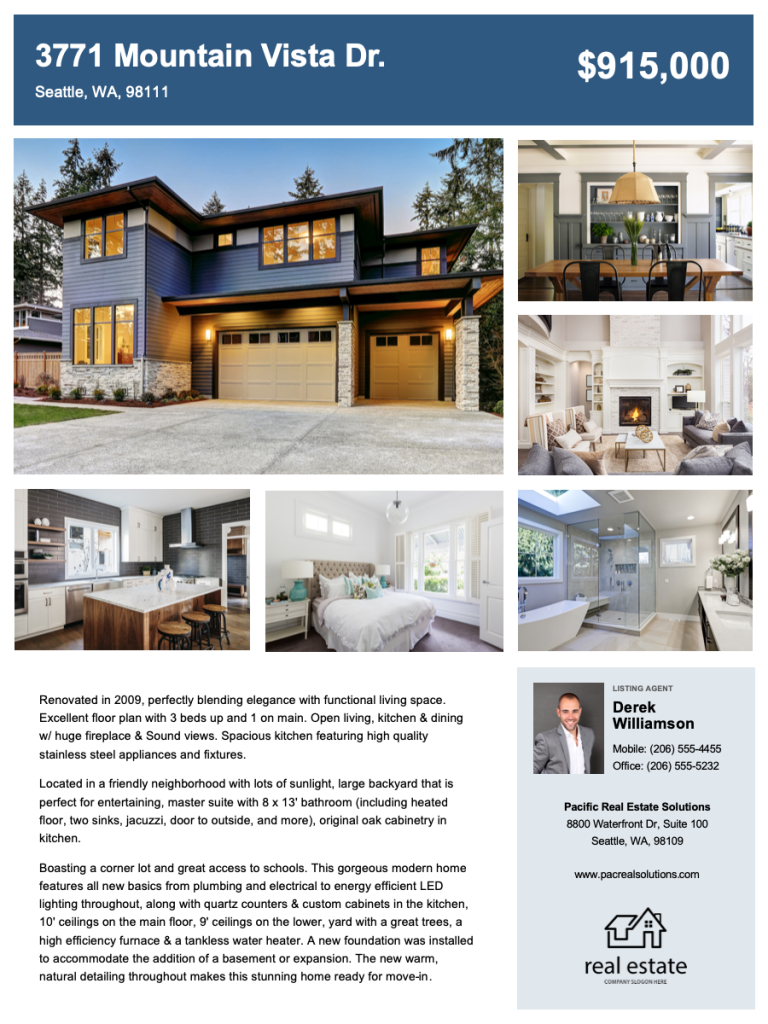 Create Free Real Estate Flyers | Zillow Premier Agent In Open Office Brochure Template