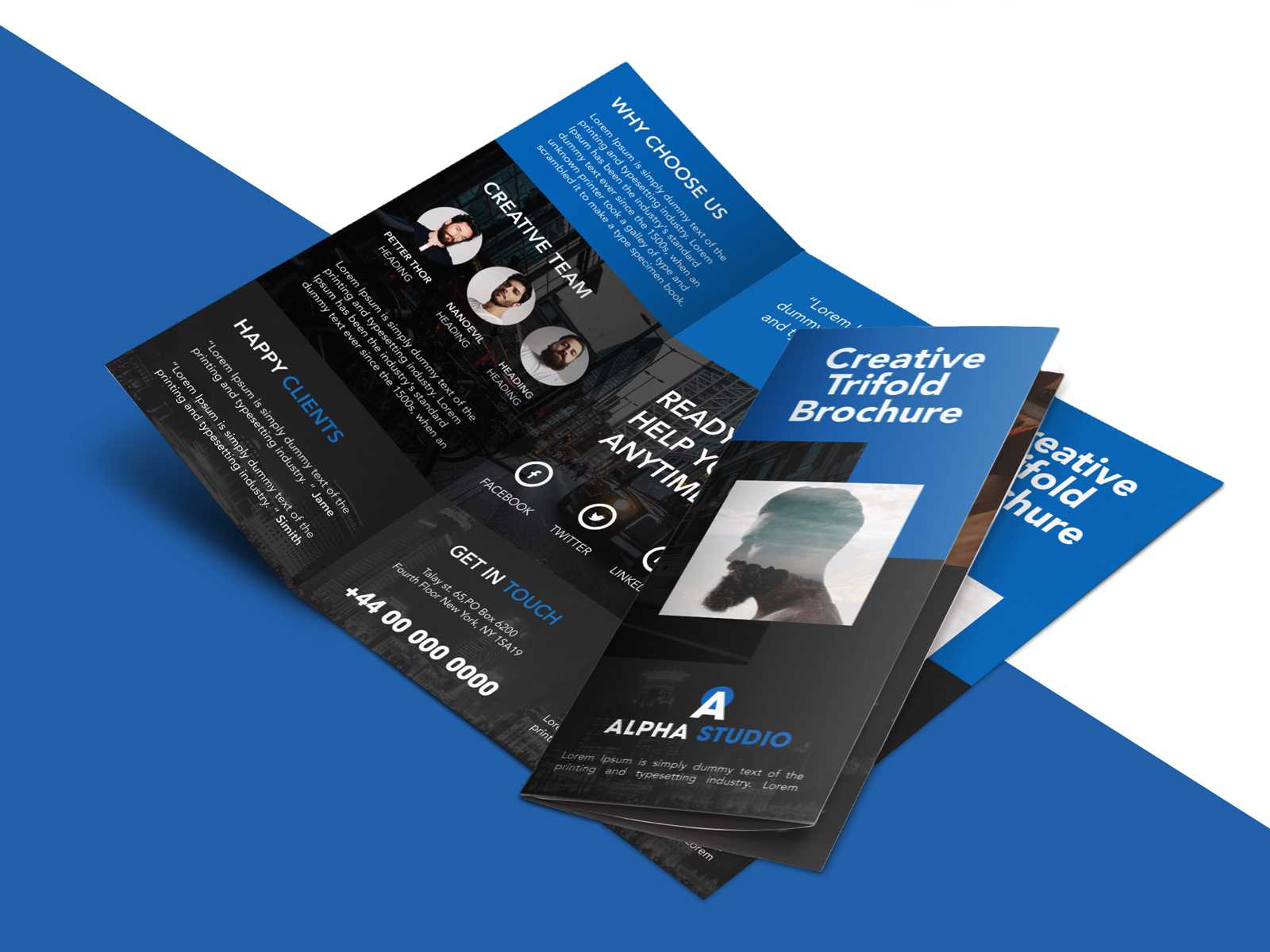 Creative Agency Trifold Brochure Free Psd Template Intended For Brochure 3 Fold Template Psd
