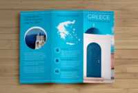 Creative Blue Greece Travel Trifold Brochure Idea inside Island Brochure Template