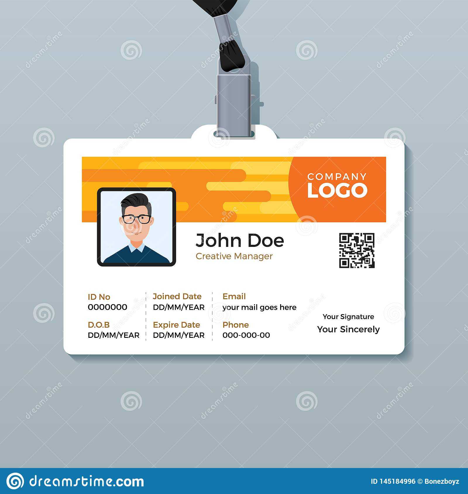 Creative Employee Id Card Design Template Stock Vector Pertaining To Pvc Card Template