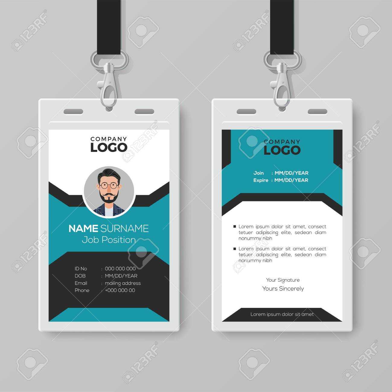 Creative Employee Id Card Template For Work Id Card Template