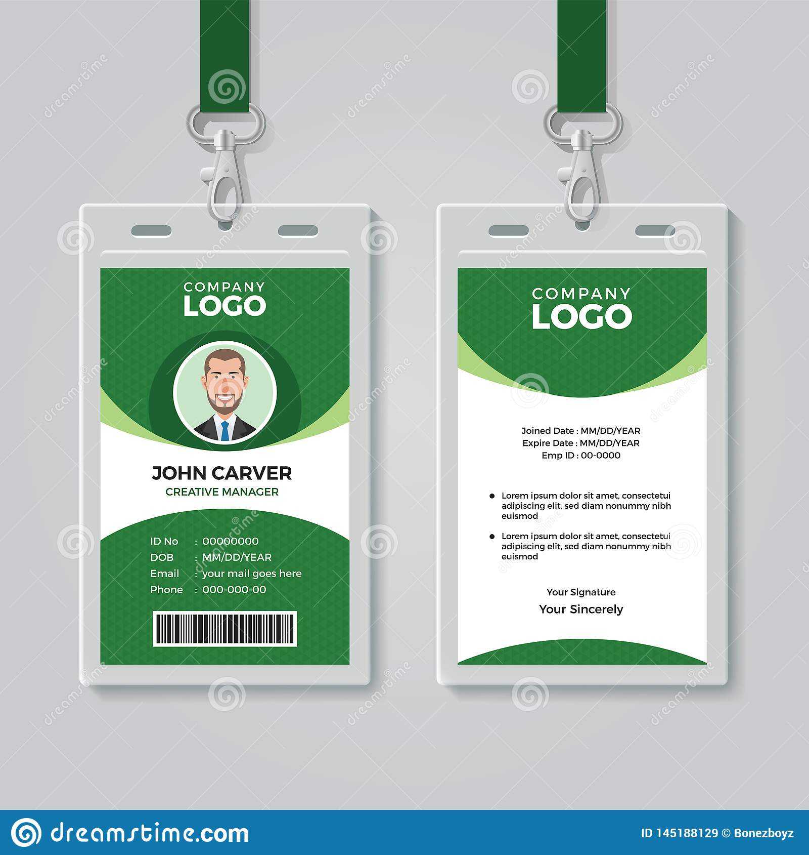 Creative Green Corporate Id Card Template Stock Vector Intended For Portrait Id Card Template