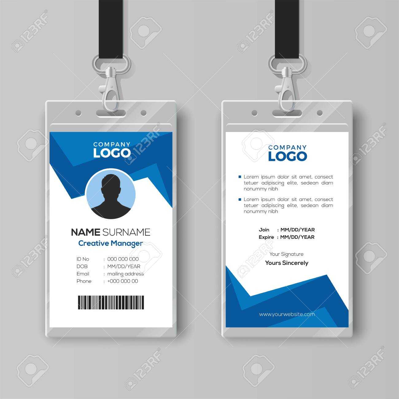 Creative Id Card Template With Abstract Blue Background Inside Media Id Card Templates