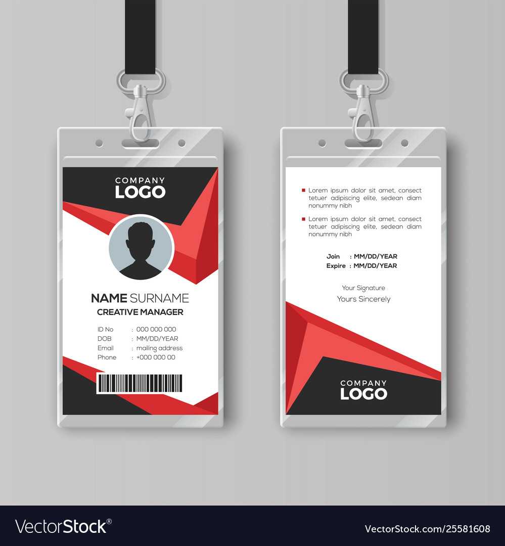 Creative Id Card Template With Black And Red Throughout Template For Id Card Free Download