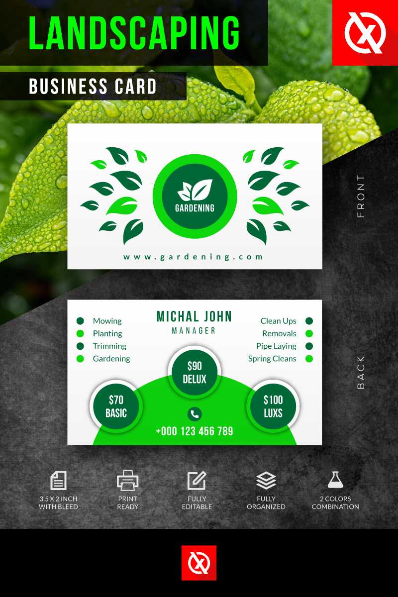 Creative Landscaping Business Card Corporate Identity Template Within Landscaping Business Card Template