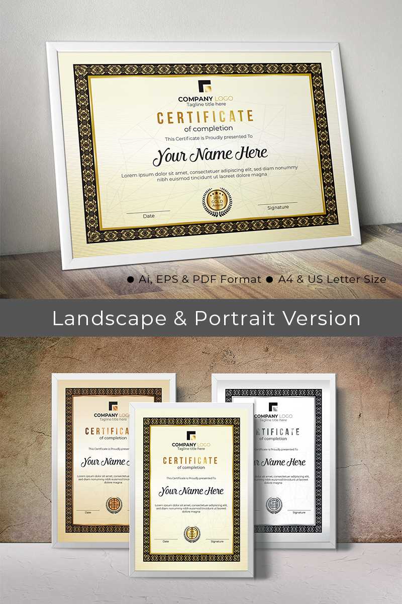 Creative Rank Certificate Template With Landscape Certificate Templates