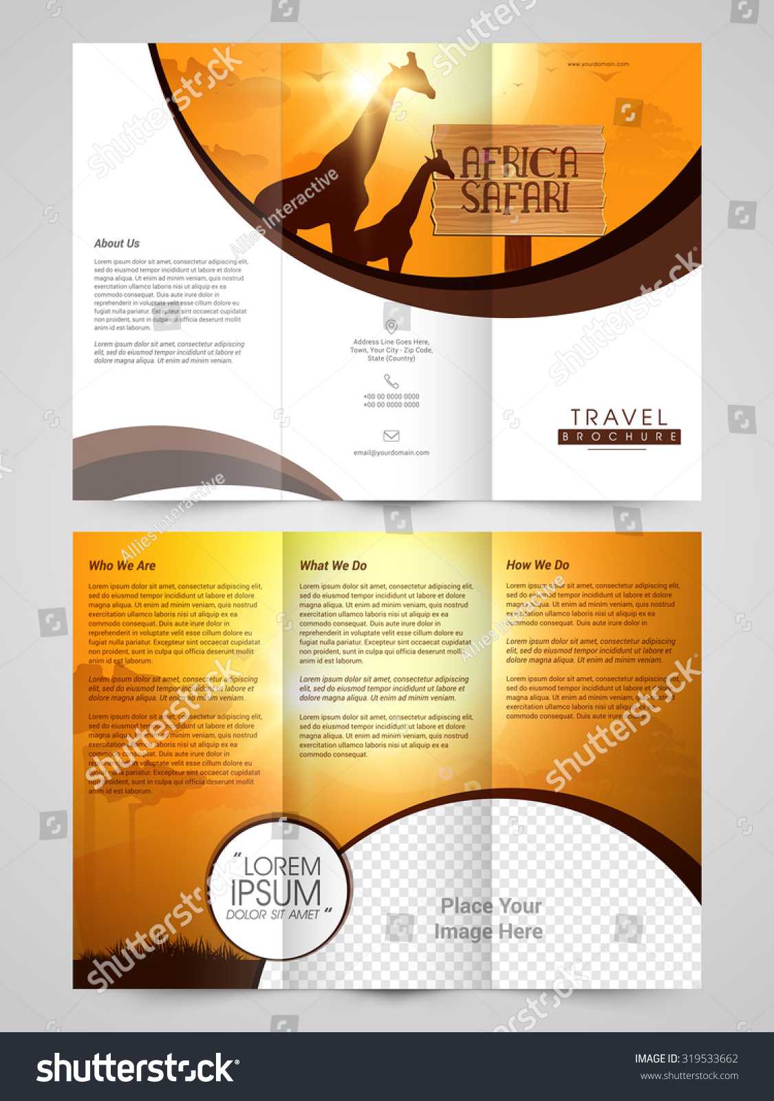 Creative Travel Trifold Brochure Template Flyer Stock Vector Throughout Country Brochure Template