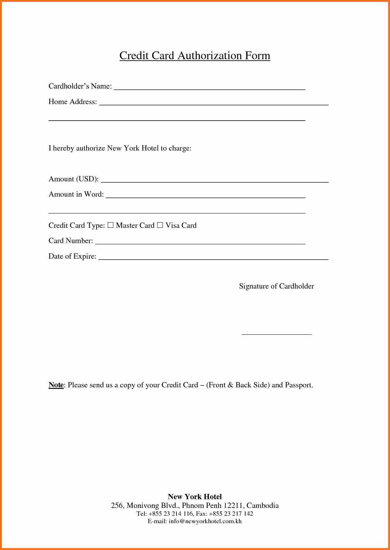 Credit Card Authorization Form – Fotolip Regarding Credit Card Payment Slip Template