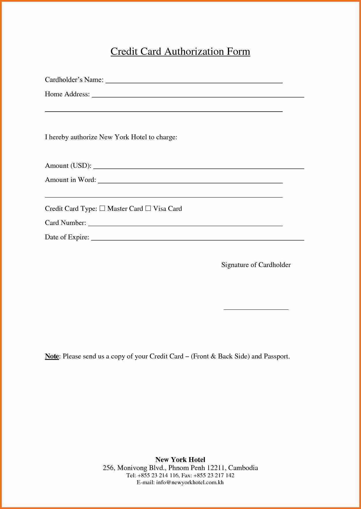 Credit Card Authorization Form – Fotolip With Hotel Credit Card Authorization Form Template
