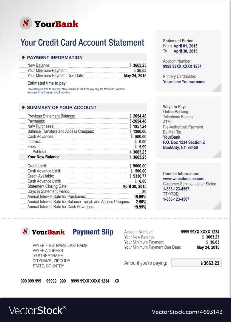 Credit Card Bank Account Statement Template Inside Credit Card Bill Template