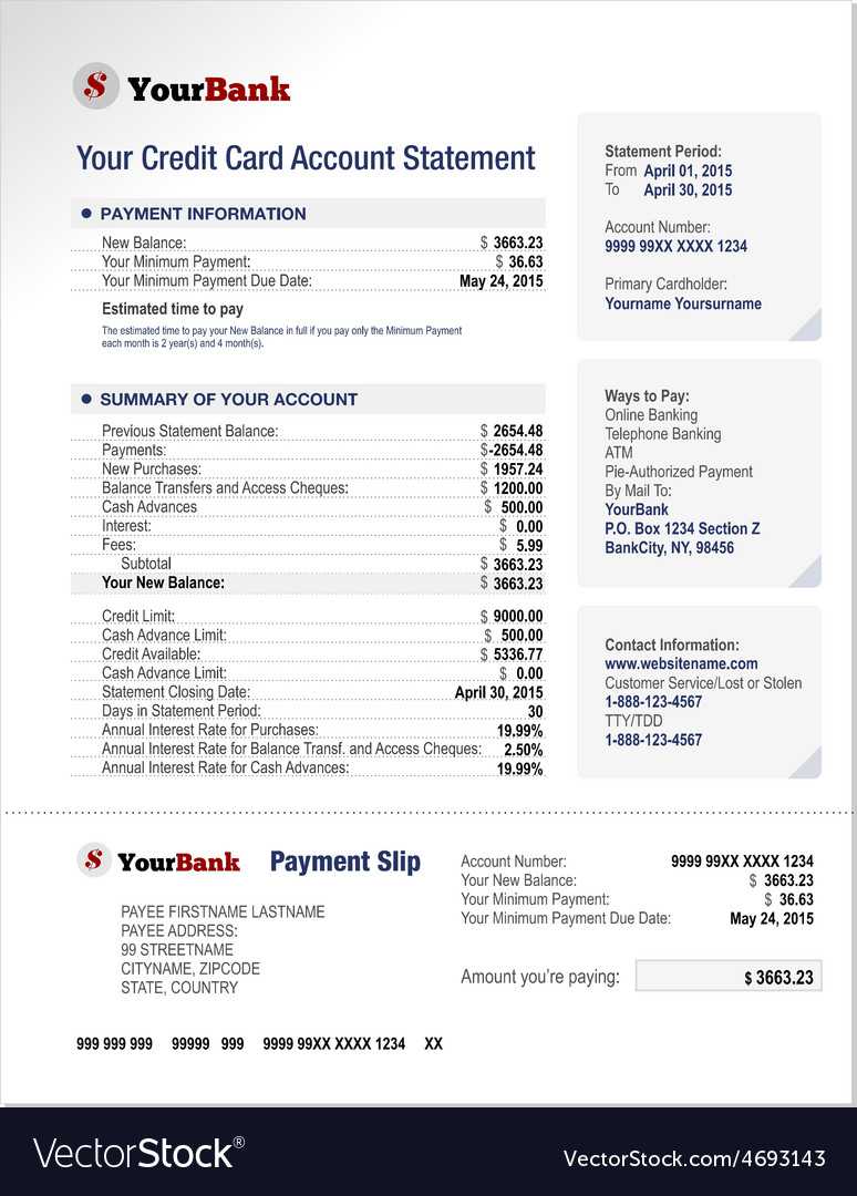 Credit Card Bank Account Statement Template Intended For Credit Card Statement Template