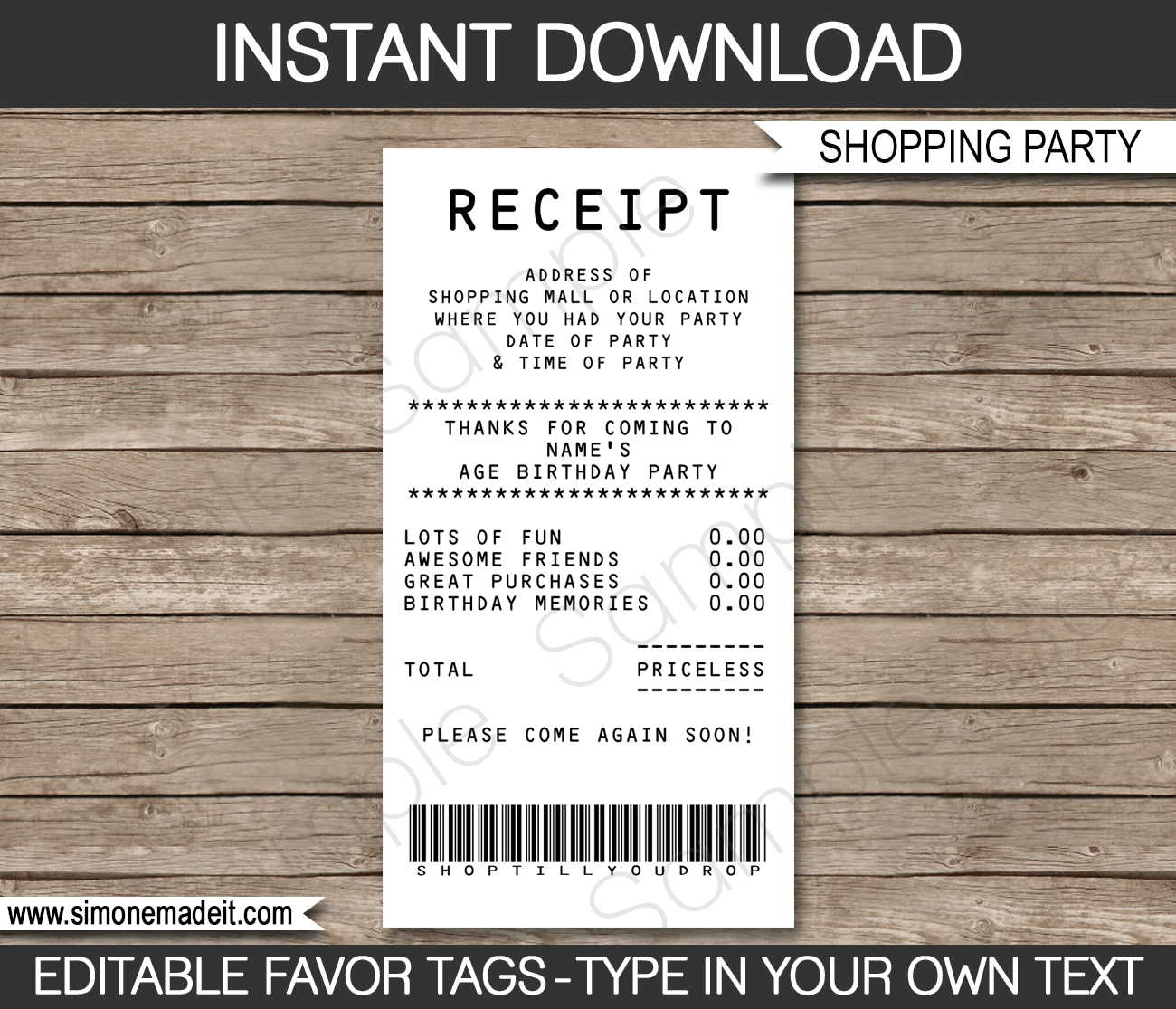 Credit Card Favor Tags Template Regarding Credit Card Receipt Template