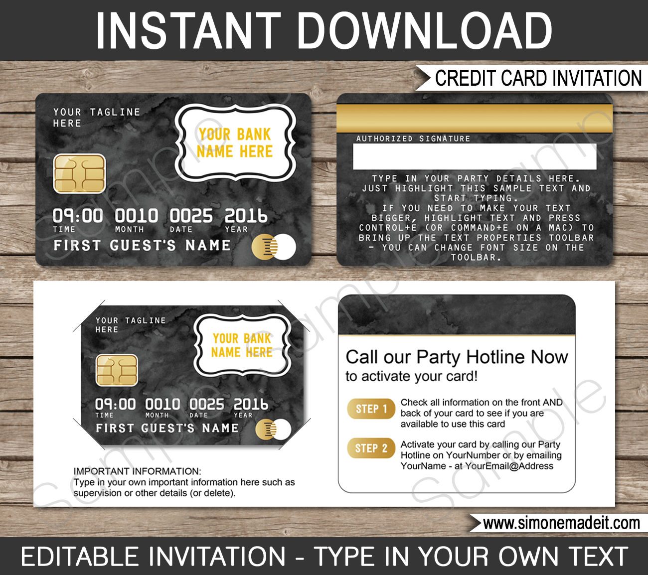 Credit Card Invitation | Mall Scavenger Hunt Invitations With Credit Card Template For Kids