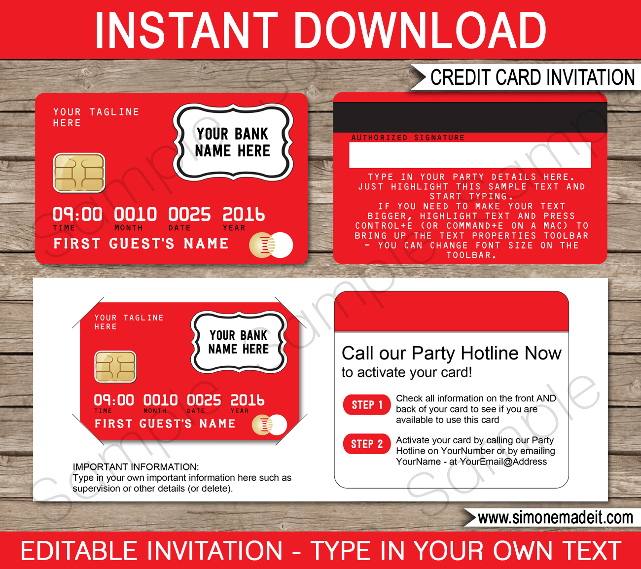 Credit Card Invitation | Mall Scavenger Hunt Invitations Within Credit Card Template For Kids