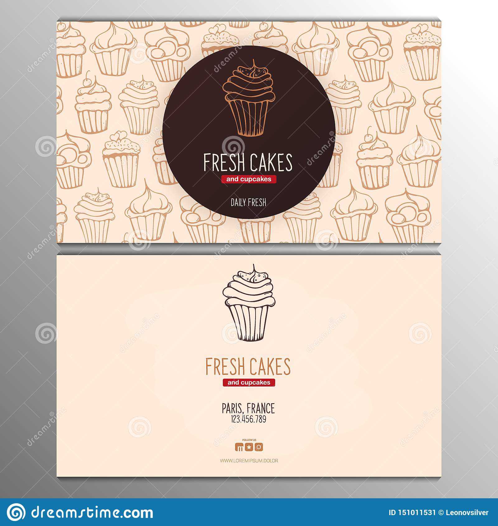 Cupcake Or Cake Business Card Template For Bakery Or Pastry In Cake Business Cards Templates Free