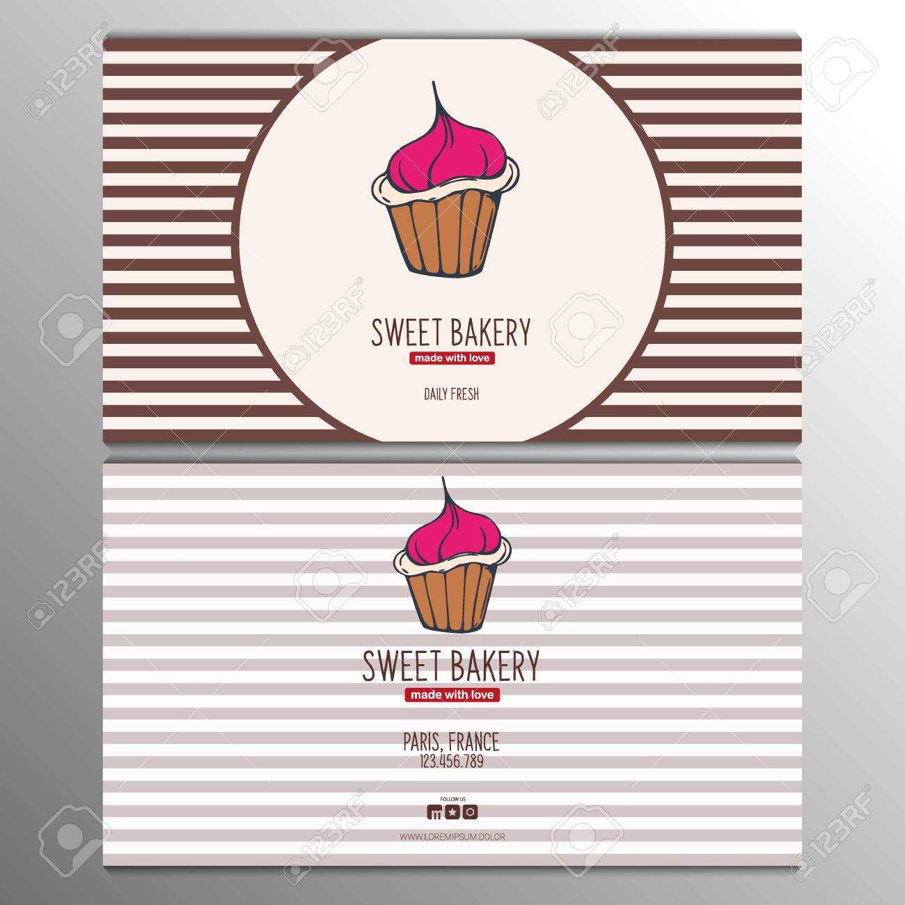 Cupcake Or Cake Business Card Template For Bakery Or Pastry. Pertaining To Cake Business Cards Templates Free