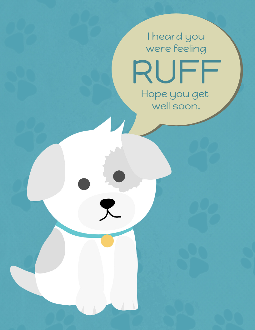 Cute Dog Get Well Card Template Pertaining To Get Well Card Template