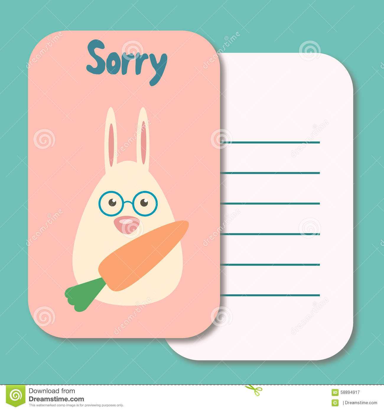 Cute Sorry Card Stock Illustration. Illustration Of For Sorry Card Template