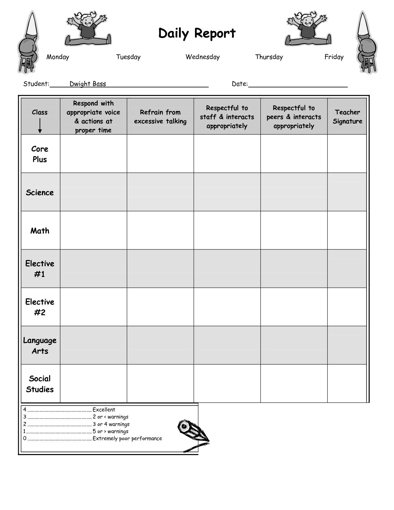 Daily Report Card Template For Adhd – Best Professional Intended For Daily Report Card Template For Adhd