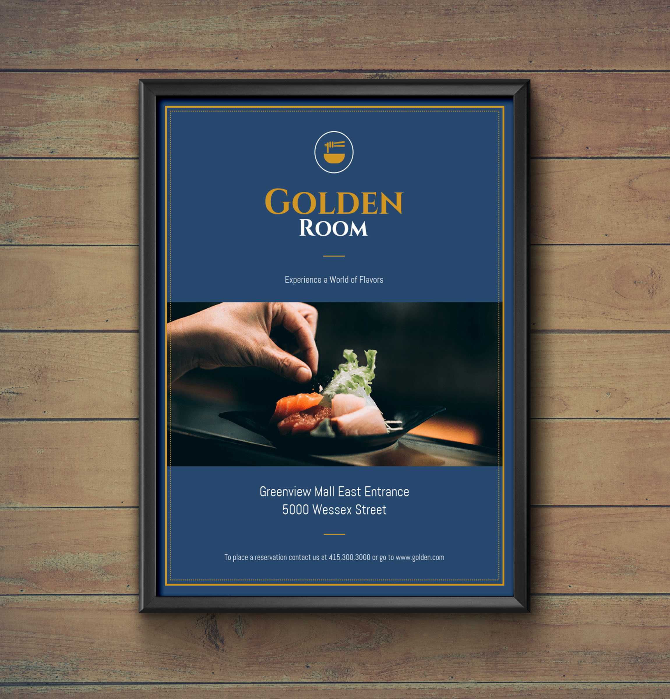 Dark Blue & Gold Fancy Restaurant Flyer Idea – Venngage In Fancy Brochure Templates