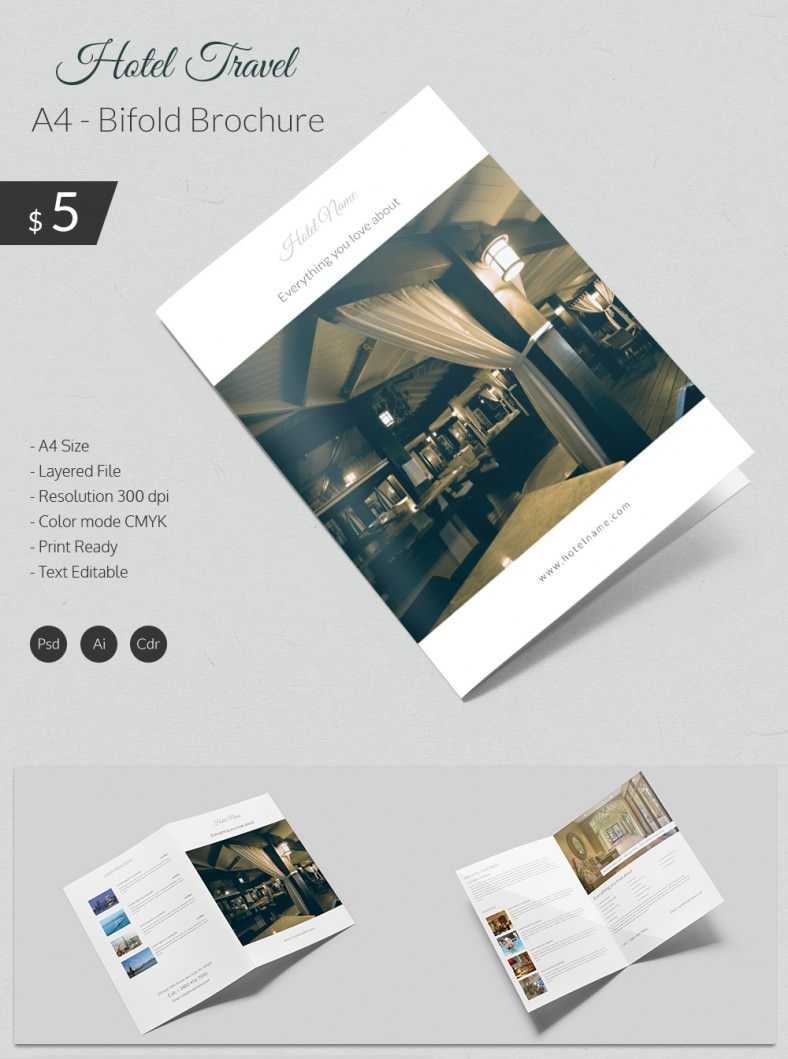 Dazzling Hotel & Travel A4 Bi Fold Brochure Template | Free For Brochure Templates Ai Free Download