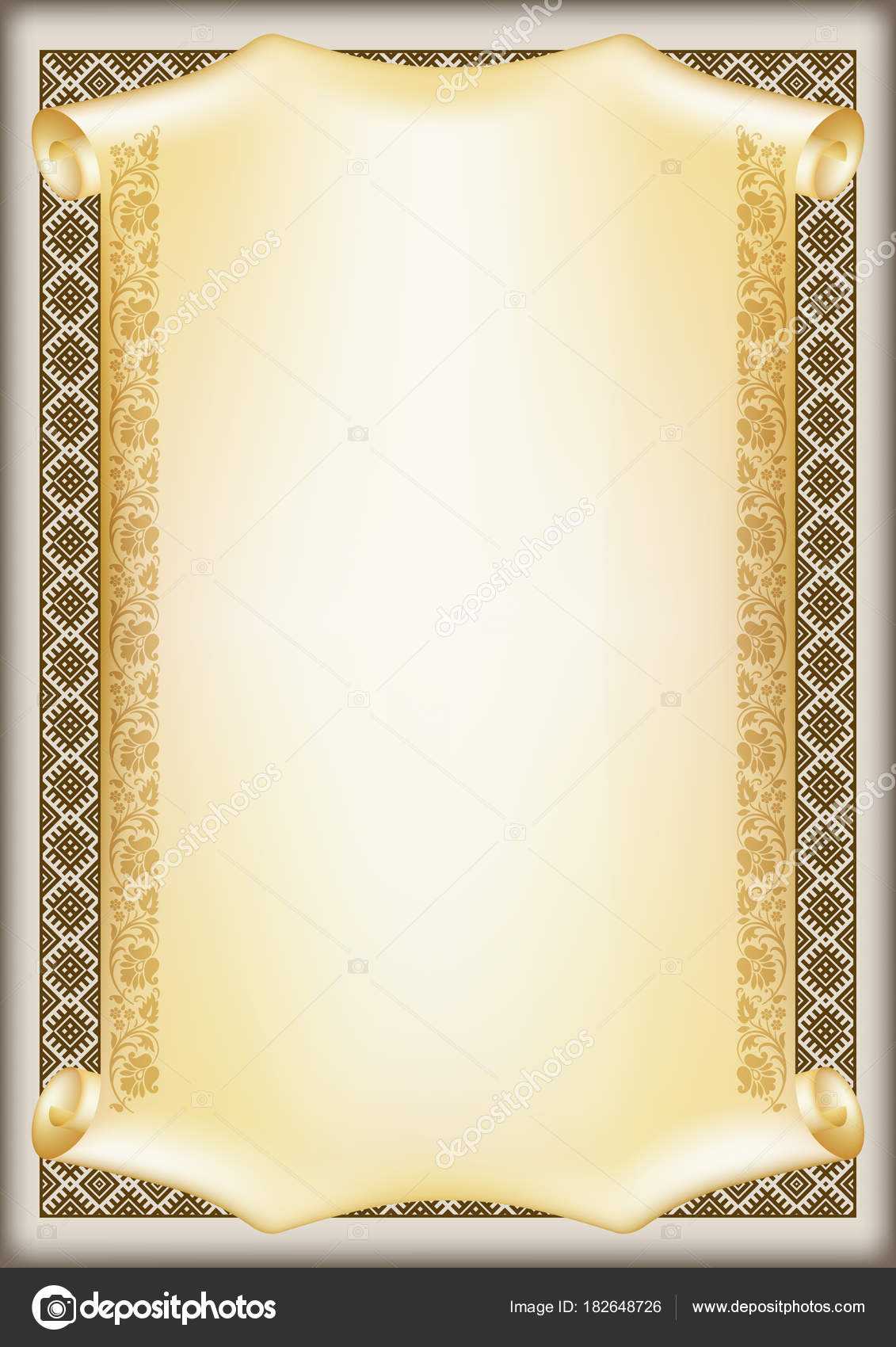 Decorative Rectangular Framework Ethnic Slavic Ornament For Certificate Scroll Template