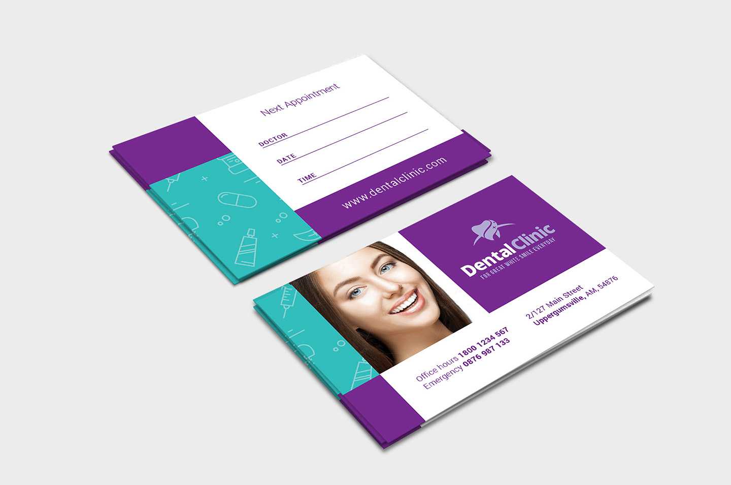 Dental Clinic Appointment Card Template In Psd, Ai & Vector Regarding Dentist Appointment Card Template