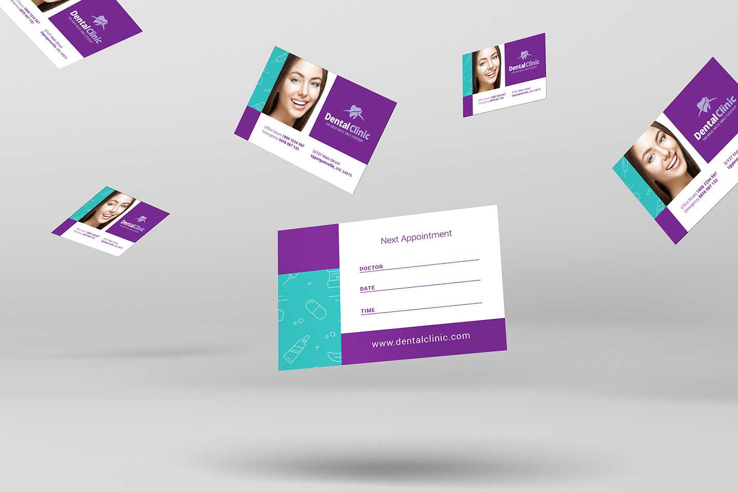 Dental Clinic Appointment Card Template In Psd, Ai & Vector Regarding Dentist Appointment Card Template