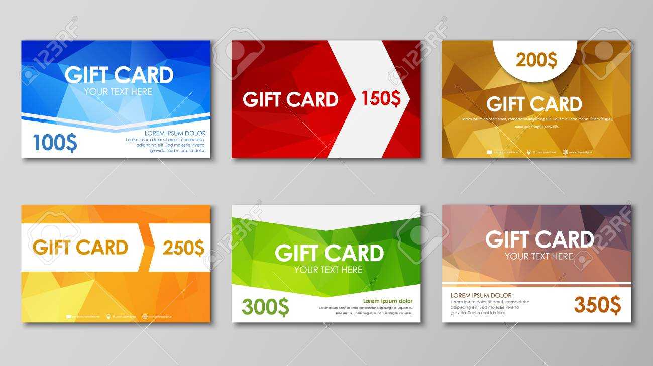 Design Of Colored Polygonal Gift Cards. Templates Of Different.. With Regard To Advertising Cards Templates
