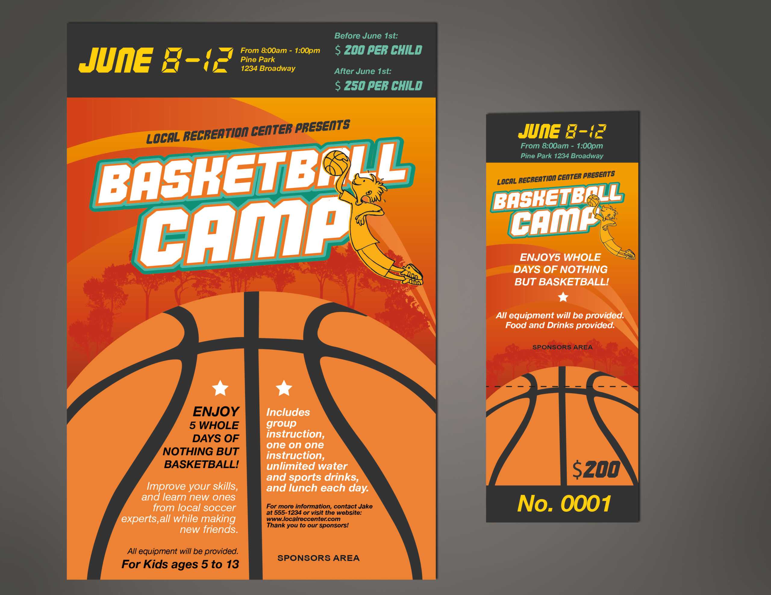 Designcontest – Basketball Camp Ticket & Poster Throughout Basketball Camp Brochure Template