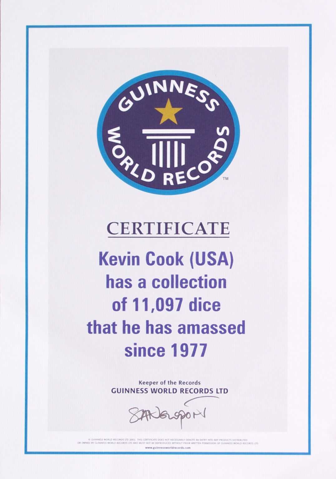 Dicecollector Guinness Claim Information In Guinness World Record