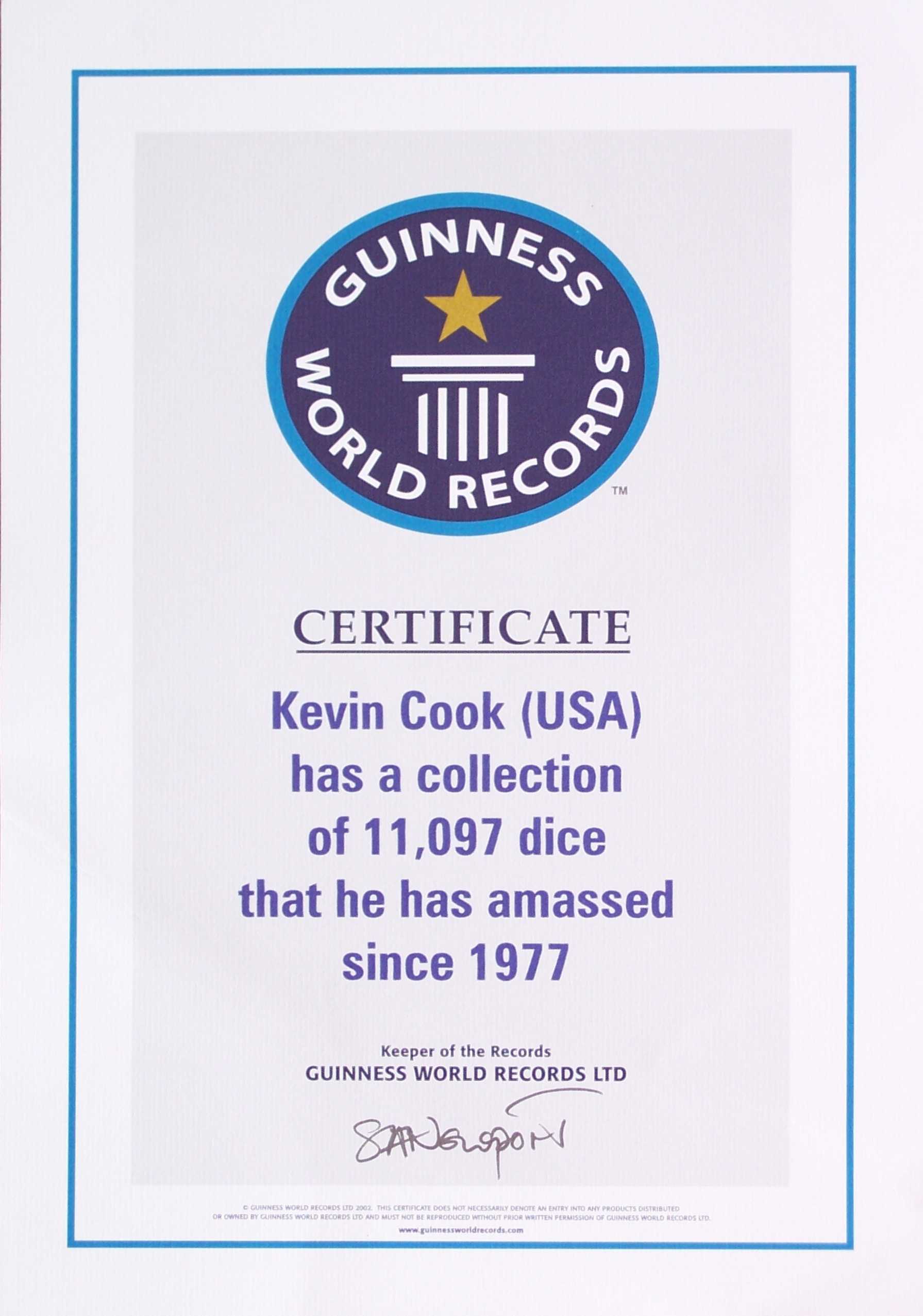 Dicecollector – Guinness Claim Information In Guinness World Record Certificate Template