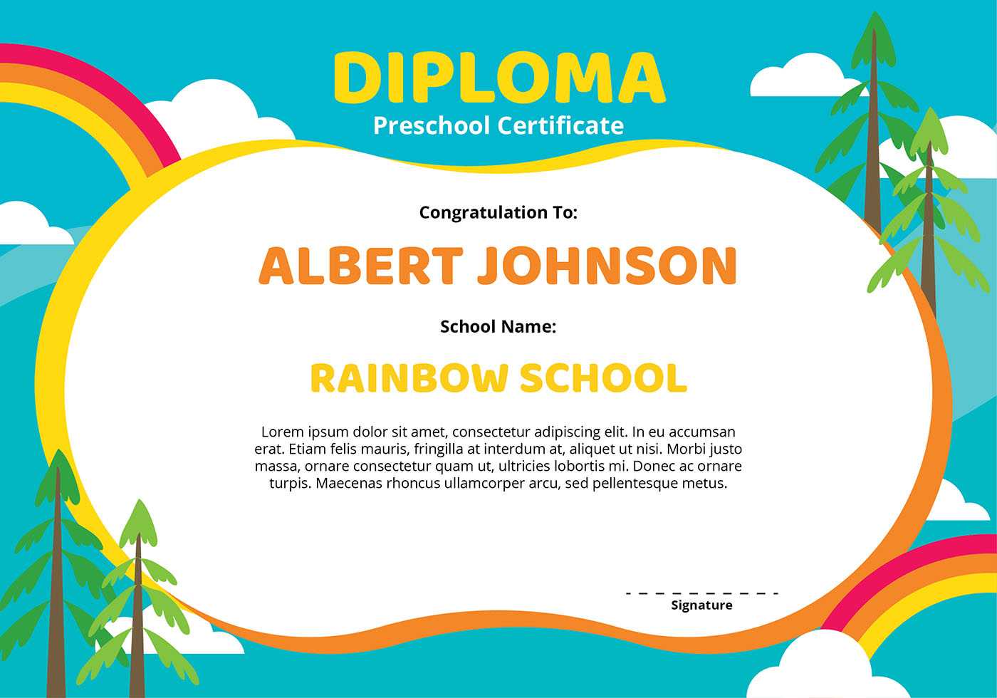 Diploma Preschool Certificate Template – Download Free For Classroom Certificates Templates