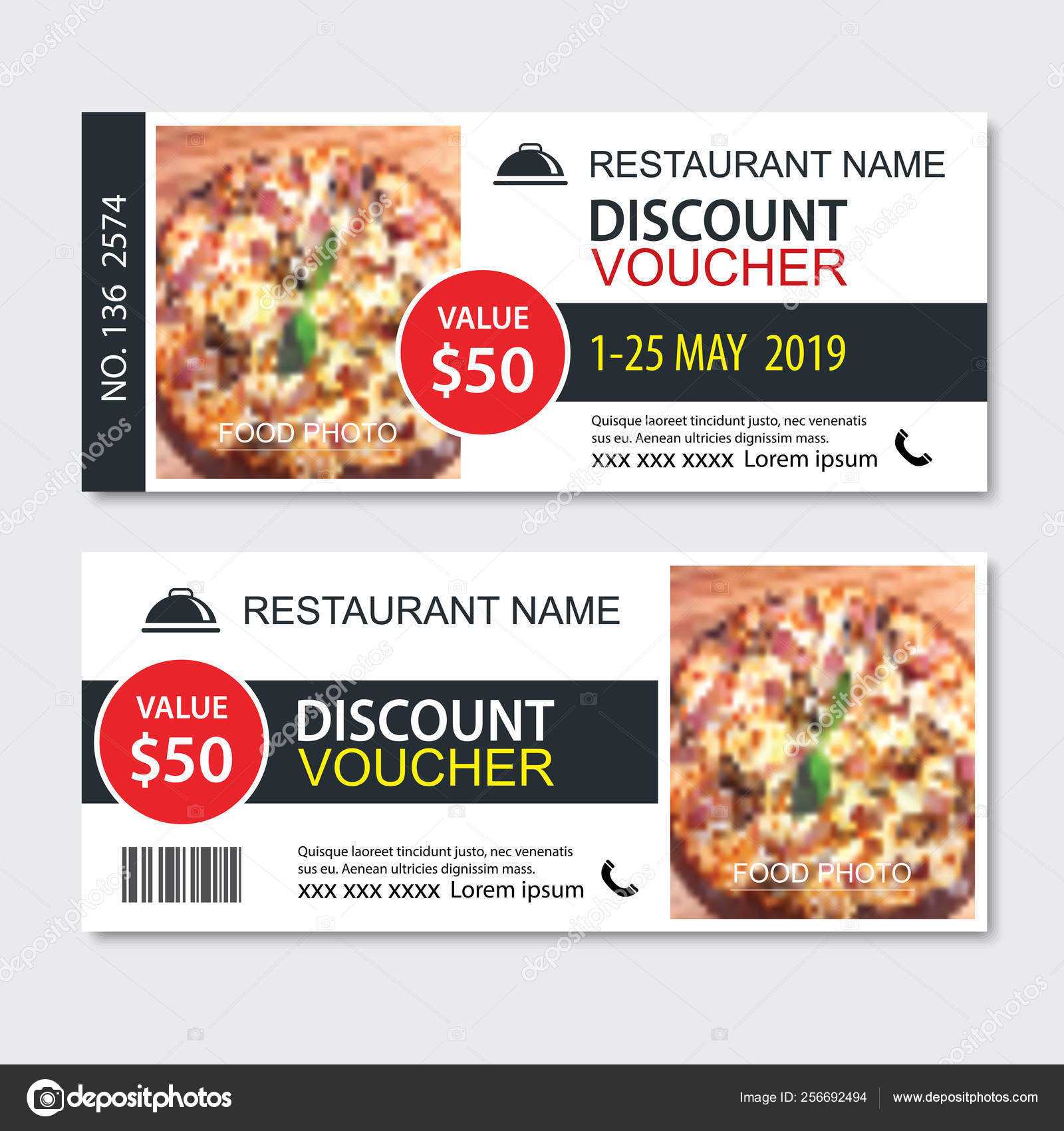 Discount Gift Voucher Fast Food Template Design. Pizza Set Throughout Pizza Gift Certificate Template