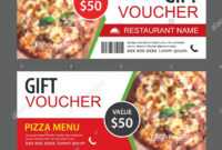 Discount Gift Voucher Fast Food Template Design. Pizza Set with Pizza Gift Certificate Template